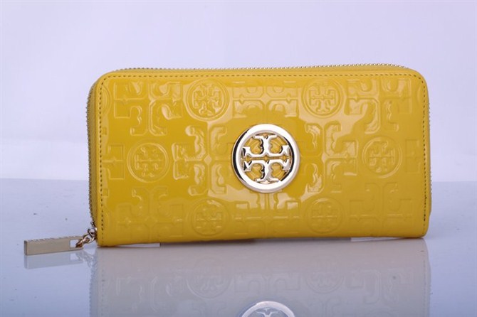 Tory Burch Embossed Lux Patent Leather Continental Wallet Yellow